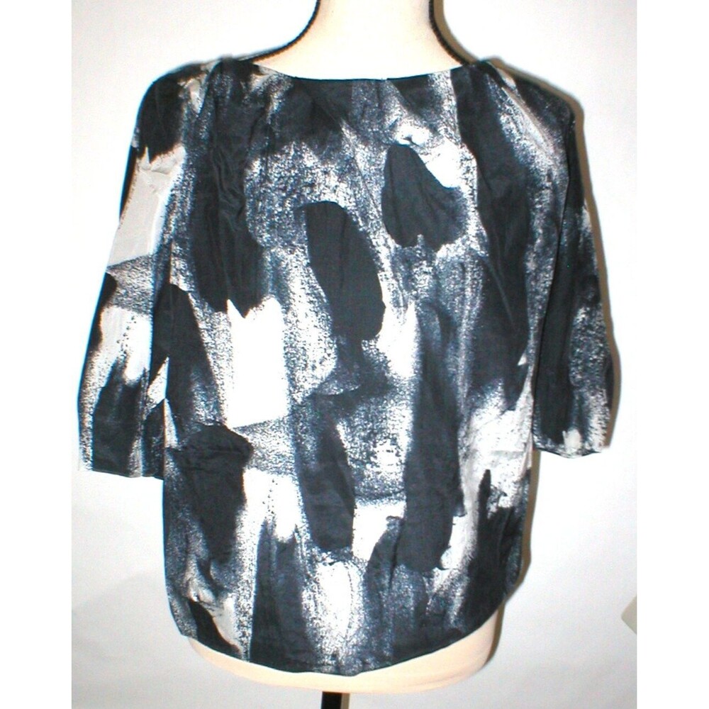 NWT New Womens Designer Acne Blouse Top 36 IT 2 Silk Black Gray Begonia Career